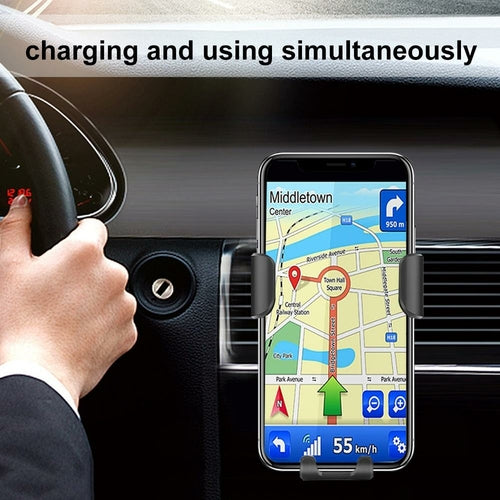 Ninja Dragon QI X Universal Wireless Charger with Car Mount Holder in black, compact design for easy phone charging while driving