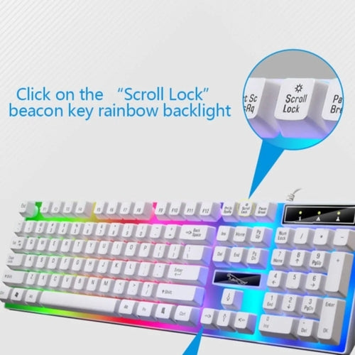 Ninja Dragons White Knight Gaming Keyboard and Mouse Set with white mechanical keyboard and ergonomic mouse for gaming and office use