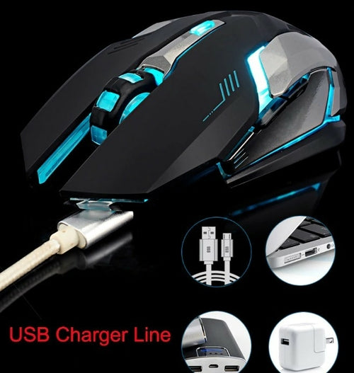 Ninja Dragon Stealth 7 Wireless Silent LED Gaming Mouse in black with customizable RGB lighting and ergonomic design for gaming.
