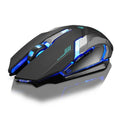 Ninja Dragon Stealth 7 Wireless Silent LED Gaming Mouse in black with customizable RGB lighting and ergonomic design for gaming.