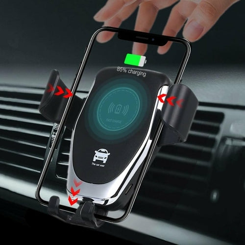 Ninja Dragon QI X Universal Wireless Charger with Car Mount Holder in black, featuring adjustable mount and sleek design for smartphones.