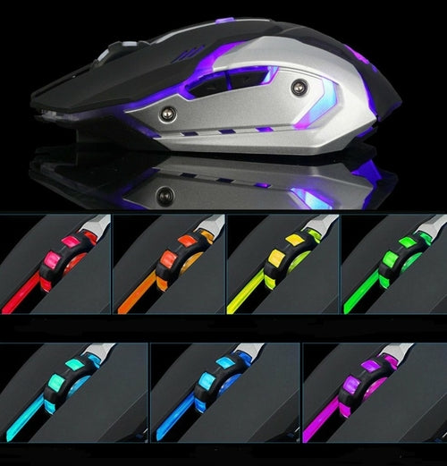 Ninja Dragon Stealth 7 Wireless Silent LED Gaming Mouse in black with ergonomic design and customizable lighting for gaming.