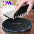 Dragon W9 30W Wireless Charging Pad in black silicone with LED indicator for fast charging and sleek modern design.