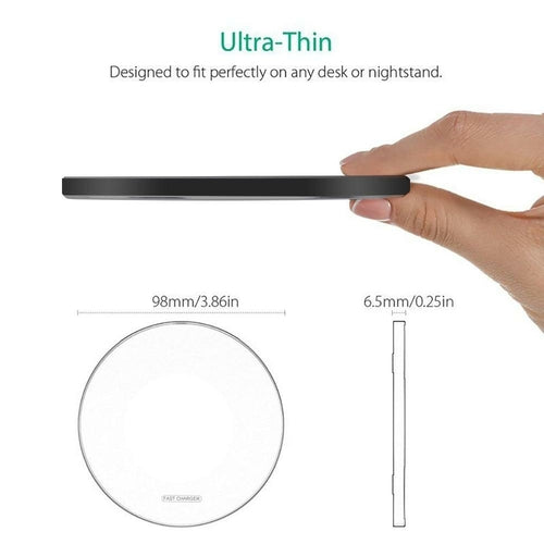 Dragon W9 30W Wireless Charging Pad in black with smooth surface, designed for fast charging smartphones and compatible devices.